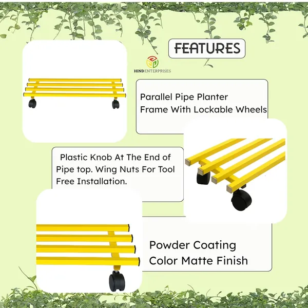 Parallel_Pipe_Planter_Stand_with_Wheels_|_Heavy-Duty_Metal_Plant_Stand_for_Indoor_&_Outdoor_|_360�_Lockable_Wheels_|_Rust-Resistant,_Space-Saving_Plant_Holder_Weight_Capacity_150_Kg_(Black-01)_(Yellow,_4)