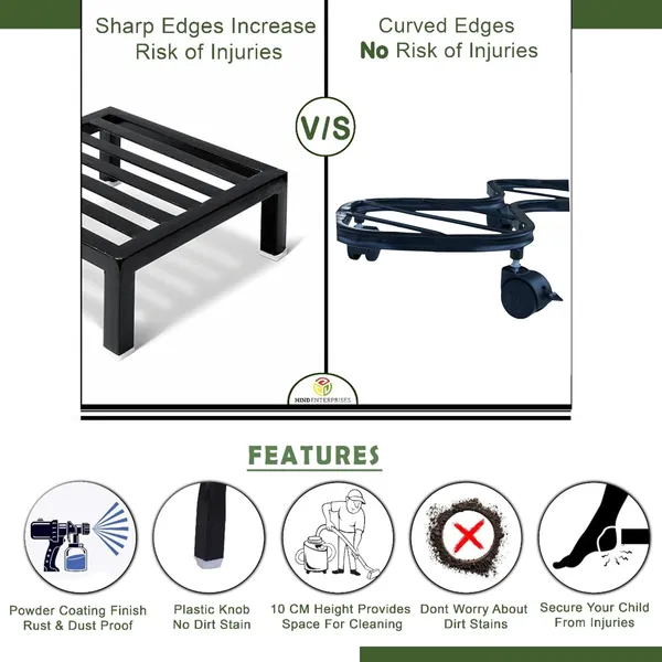 HIND_ENTERPRISES_SS_&_8_Shape_Planter_Stand_with_Wheels_|_100_Kg_Load_Capacity_|_Powder_Coated_|_Easy_Mobility_|_Flower,_Planter,_Pot_Home,_Office,_Garden_and_Lawn_(Black,_4)