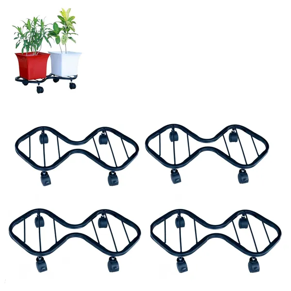 HIND_ENTERPRISES_SS_&_8_Shape_Planter_Stand_with_Wheels_|_100_Kg_Load_Capacity_|_Powder_Coated_|_Easy_Mobility_|_Flower,_Planter,_Pot_Home,_Office,_Garden_and_Lawn_(Black,_4)