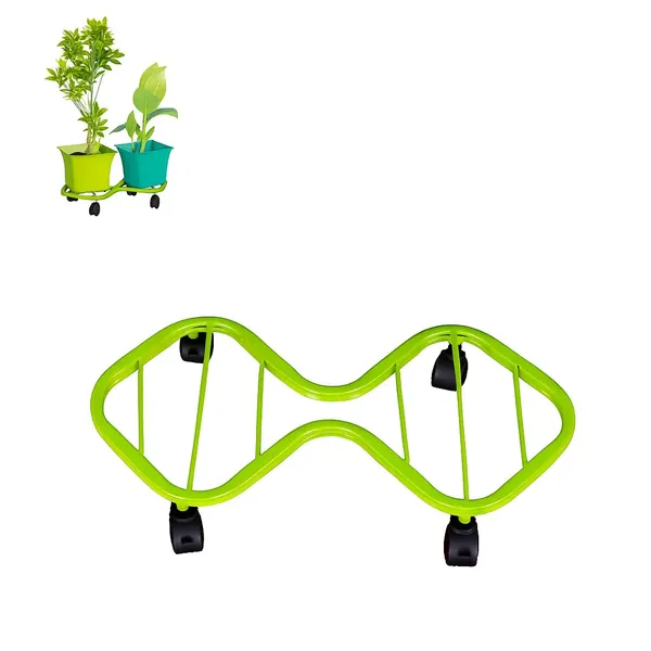 HIND_ENTERPRISES_SS_&_8_Shape_Planter_Stand_with_Wheels_|_100_Kg_Load_Capacity_|_Powder_Coated_|_Easy_Mobility_|_Flower,_Planter,_Pot_Home,_Office,_Garden_and_Lawn_(Pista_Green,_1)