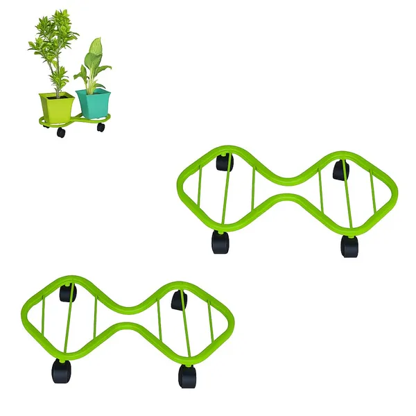 HIND_ENTERPRISES_SS_&_8_Shape_Planter_Stand_with_Wheels_|_100_Kg_Load_Capacity_|_Powder_Coated_|_Easy_Mobility_|_Flower,_Planter,_Pot_Home,_Office,_Garden_and_Lawn_(Pista_Green,_2)