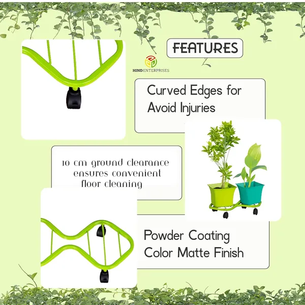 HIND_ENTERPRISES_SS_&_8_Shape_Planter_Stand_with_Wheels_|_100_Kg_Load_Capacity_|_Powder_Coated_|_Easy_Mobility_|_Flower,_Planter,_Pot_Home,_Office,_Garden_and_Lawn_(Pista_Green,_4)
