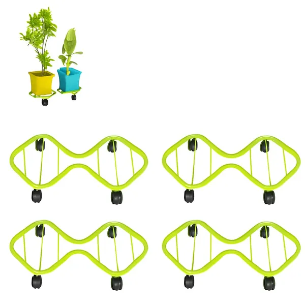 HIND_ENTERPRISES_SS_&_8_Shape_Planter_Stand_with_Wheels_|_100_Kg_Load_Capacity_|_Powder_Coated_|_Easy_Mobility_|_Flower,_Planter,_Pot_Home,_Office,_Garden_and_Lawn_(Pista_Green,_4)