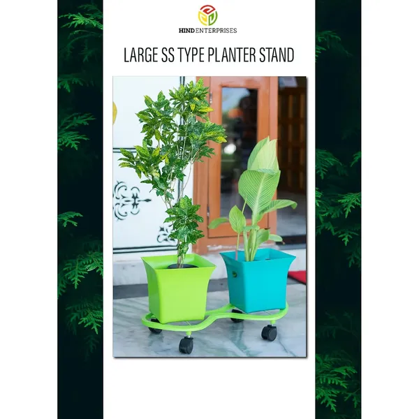 HIND_ENTERPRISES_SS_&_8_Shape_Planter_Stand_with_Wheels_|_100_Kg_Load_Capacity_|_Powder_Coated_|_Easy_Mobility_|_Flower,_Planter,_Pot_Home,_Office,_Garden_and_Lawn_(Pista_Green,_4)