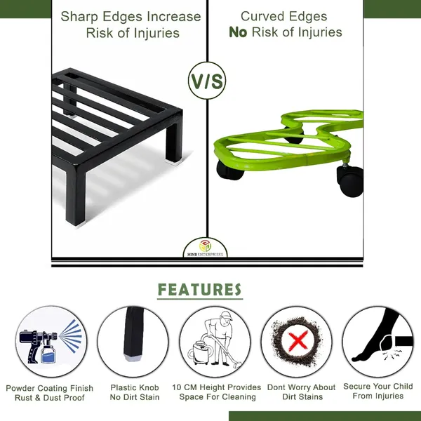 HIND_ENTERPRISES_SS_&_8_Shape_Planter_Stand_with_Wheels_|_100_Kg_Load_Capacity_|_Powder_Coated_|_Easy_Mobility_|_Flower,_Planter,_Pot_Home,_Office,_Garden_and_Lawn_(Pista_Green,_4)