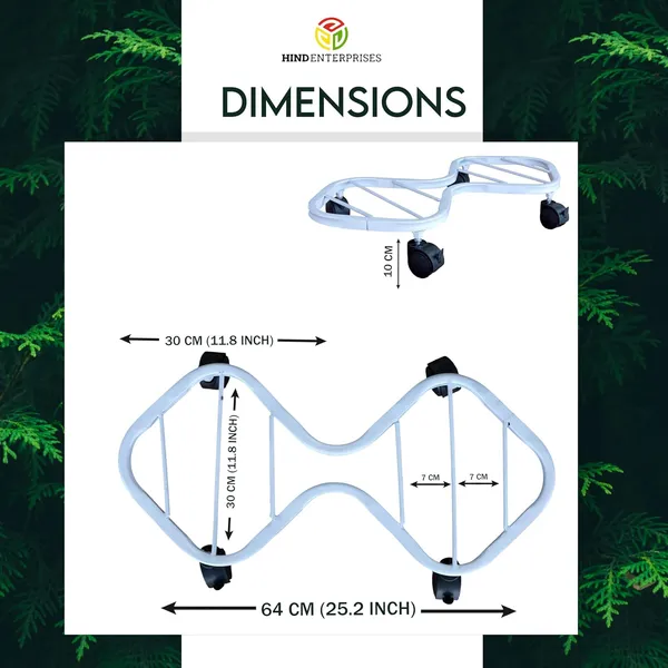 HIND_ENTERPRISES_SS_&_8_Shape_Planter_Stand_with_Wheels_|_100_Kg_Load_Capacity_|_Powder_Coated_|_Easy_Mobility_|_Flower,_Planter,_Pot_Home,_Office,_Garden_and_Lawn_(White,_1)