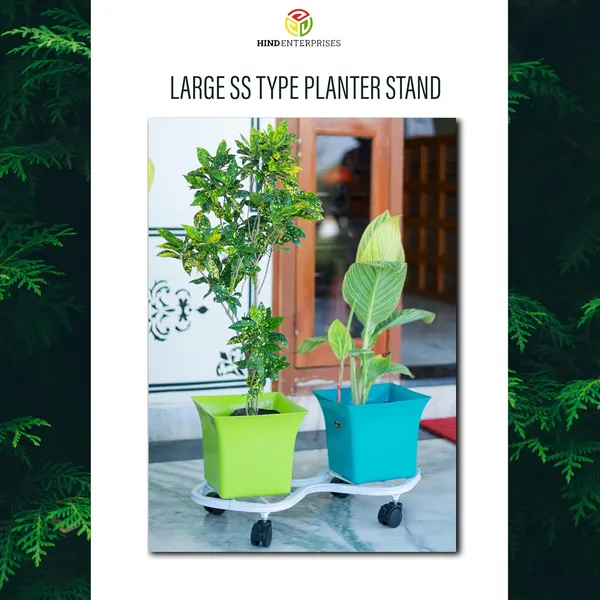 HIND_ENTERPRISES_SS_&_8_Shape_Planter_Stand_with_Wheels_|_100_Kg_Load_Capacity_|_Powder_Coated_|_Easy_Mobility_|_Flower,_Planter,_Pot_Home,_Office,_Garden_and_Lawn_(White,_1)