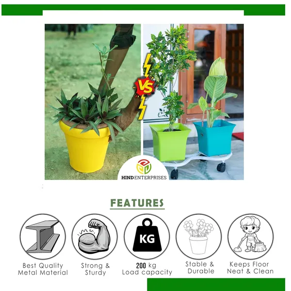 HIND_ENTERPRISES_SS_&_8_Shape_Planter_Stand_with_Wheels_|_100_Kg_Load_Capacity_|_Powder_Coated_|_Easy_Mobility_|_Flower,_Planter,_Pot_Home,_Office,_Garden_and_Lawn_(White,_2)