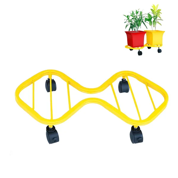 HIND_ENTERPRISES_SS_&_8_Shape_Planter_Stand_with_Wheels_|_100_Kg_Load_Capacity_|_Powder_Coated_|_Easy_Mobility_|_Flower,_Planter,_Pot_Home,_Office,_Garden_and_Lawn_(Yellow,_1)