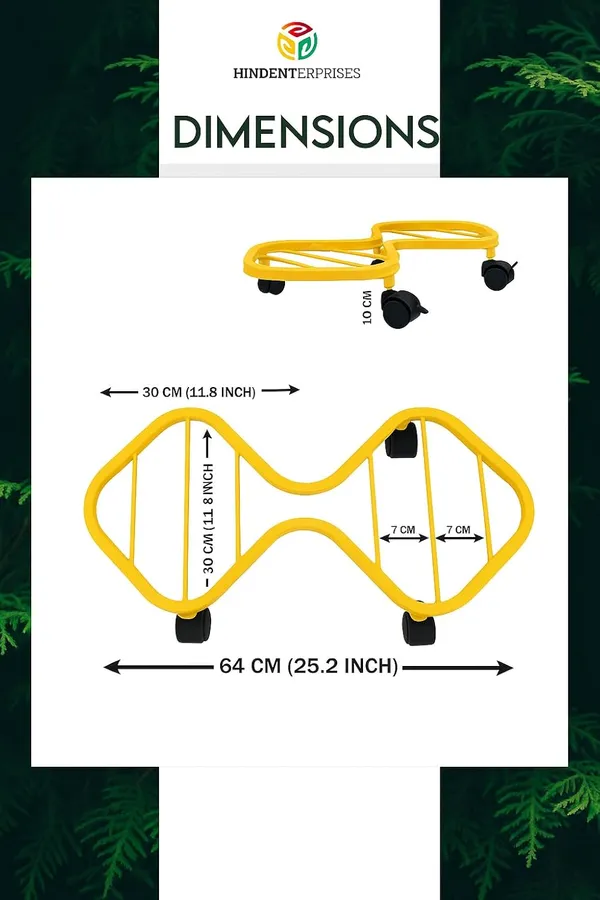HIND_ENTERPRISES_SS_&_8_Shape_Planter_Stand_with_Wheels_|_100_Kg_Load_Capacity_|_Powder_Coated_|_Easy_Mobility_|_Flower,_Planter,_Pot_Home,_Office,_Garden_and_Lawn_(Yellow,_1)