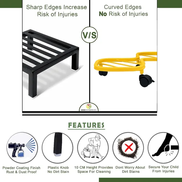 HIND_ENTERPRISES_SS_&_8_Shape_Planter_Stand_with_Wheels_|_100_Kg_Load_Capacity_|_Powder_Coated_|_Easy_Mobility_|_Flower,_Planter,_Pot_Home,_Office,_Garden_and_Lawn_(Yellow,_1)