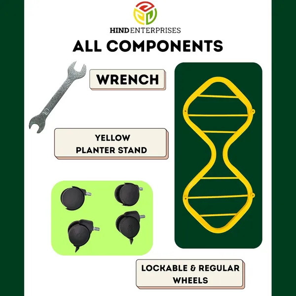 HIND_ENTERPRISES_SS_&_8_Shape_Planter_Stand_with_Wheels_|_100_Kg_Load_Capacity_|_Powder_Coated_|_Easy_Mobility_|_Flower,_Planter,_Pot_Home,_Office,_Garden_and_Lawn_(Yellow,_2)