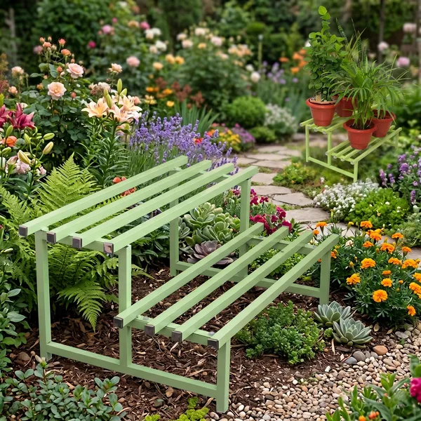 HIND"s_Heavy-Duty_Metal_Planter_Stand,_|_Indoor_Outdoor_Flower_Pot_Holder_|_Rust-Proof_Iron_Plant_Stand_with_Modern_Design_for_Balcony,_Patio_&_Home_D�cor_|_Weight_Capacity_200_KG_(Black-01)_(Green,_1)