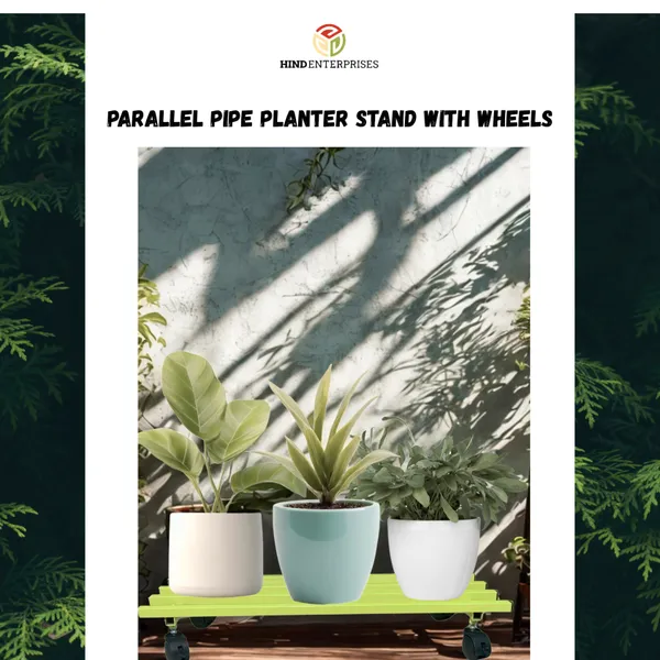 Hind's_Parallel_Pipe_Planter_Stand_with_Wheels_|_Heavy-Duty_Metal_Plant_Stand_for_Indoor_&_Outdoor_|_360°_Lockable_Wheels_|_Rust-Resistant,_Space-Saving_Plant_Holder_Weight_Capacity_150_Kg_(Green,_2)