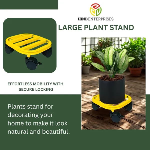 Hind_Enterprises_Single_Plant/Pot_Stand_with_Lockable_Wheels_|_Heavy-Duty_Iron_Stand_for_Indoor_&_Outdoor_Use_|_Rectangular_|_2_Lockable_Wheels_|_Rust_&_Dust_Proof_(Load_Capacity_100_Kg)