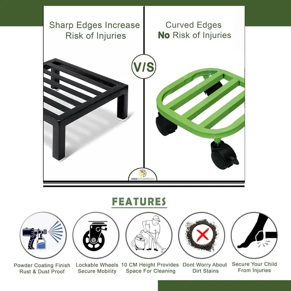 Hind's_Multipurpose_Indoor_and_Outdoor_Planter_or_Pot_Stand_with_Locable_Wheels_for_Easy_Mobility_Durable,_Rust_&_Dust_proof_Powder_Coating_Finish_for_Home,_Balcony,_Garden_And_Lawn_and_nurseries_(Size_25*25*10_CMs)
