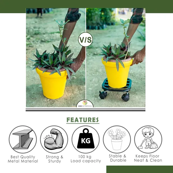 Hind's_Multipurpose_Indoor_and_Outdoor_Planter_or_Pot_Stand_with_Locable_Wheels_for_Easy_Mobility_Durable,_Rust_&_Dust_proof_Powder_Coating_Finish_for_Home,_Balcony,_Garden_And_Lawn_and_nurseries_(Size_25*25*10_CMs)