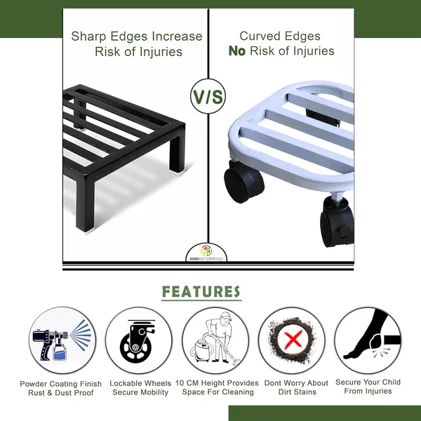 Hind's_Multipurpose_Indoor_and_Outdoor_Planter_or_Pot_Stand_with_Locable_Wheels_for_Easy_Mobility_Durable,_Rust_&_Dust_proof_Powder_Coating_Finish_for_Home,_Balcony,_Garden_And_Lawn_and_nurseries_(Size_25*25*10_CMs)