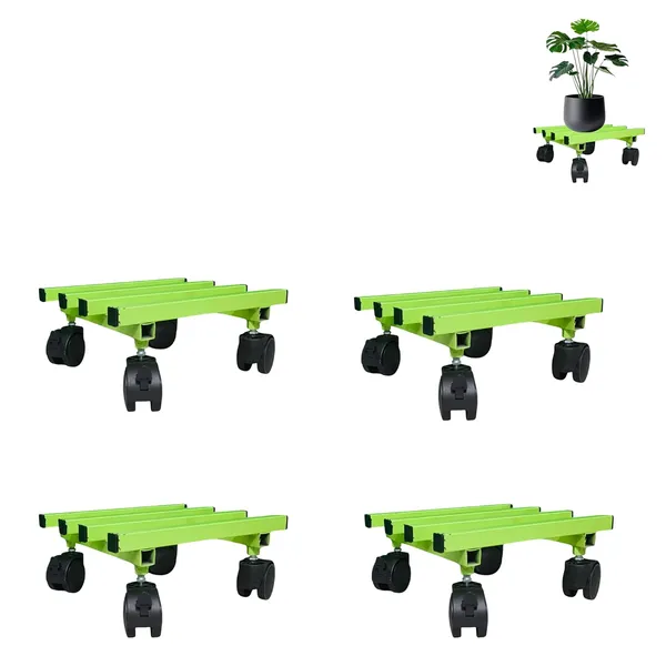 Pack_Of_4_Pista_Green_Single_Parallel_Pipe_Planter_Stand_With_Lockable_Wheels_|_Load_Capacity_100_Kg