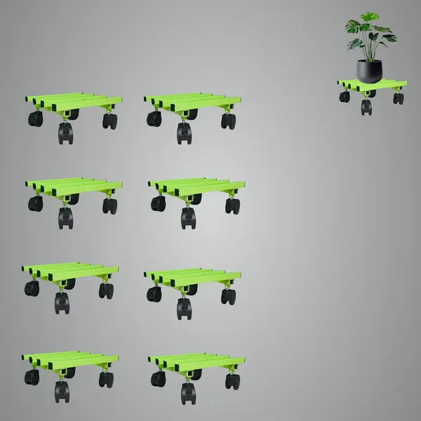 Pack_Of_8__Pista_Green_Single_Parallel_Pipe_Planter_Stand_With_Lockable_Wheels_|_Load_Capacity_100_Kg