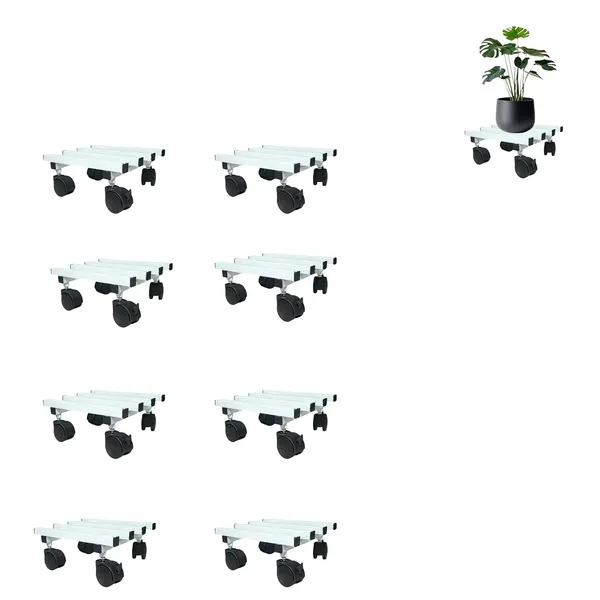 Pack_Of_8_White_Single_Parallel_Pipe_Planter_Stand_With_Lockable_Wheels_|_Load_Capacity_100_Kg