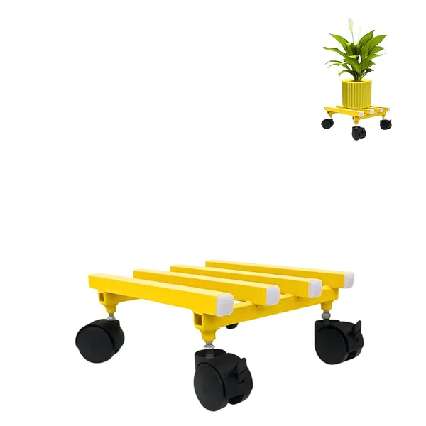 SPS-PPW-Y01_HIND'S_PARALLEL_PIPE_PLANTER_STAND_WITH_LOCKABLE_WHEELS,_100_KG_WEIGHT_CAPACITY_(Yellow)