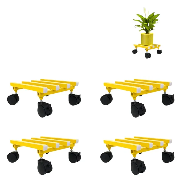 HIND_ENTERPRISES_Single_Planter_stand_With_Lockable_Wheels_I_Stylish_Parallel_Pipe_Frame_I_Multipurpose_Indoor_Outdoor_Garden_balcony_I_Load_Capacity_100_KGs_(Yellow,_4)