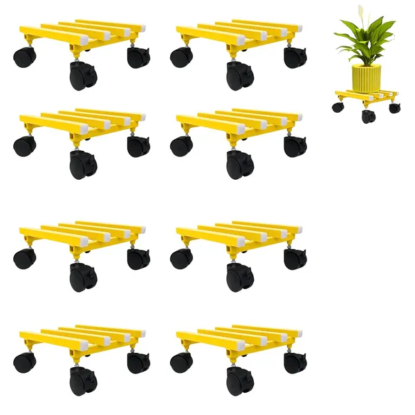 SPS-PPW-Y08_Single_Planter_stand_With_Lockable_Wheels_I_Stylish_Parallel_Pipe_Frame_I_Multipurpose_Indoor_Outdoor_Garden_balcony_I_Load_Capacity_100_KGs_(Yellow,_8)