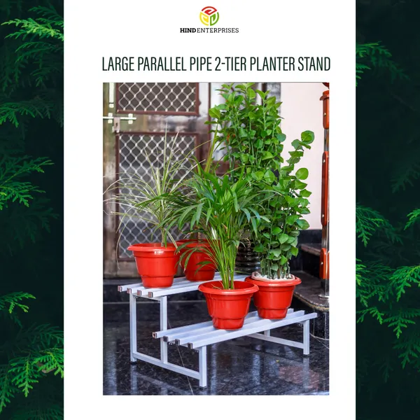 Hind's_White_Multipurpose_2-Tier_Parallel_Pipe_Planter_Stand_|_200_Kg_Load_Capacity_l_Rust_and_Dust_Proof_Powder_Coating_Finish_l_Flower,_Planter,_Pot_stand,_Shoe_Rack,_Storage_Organizer