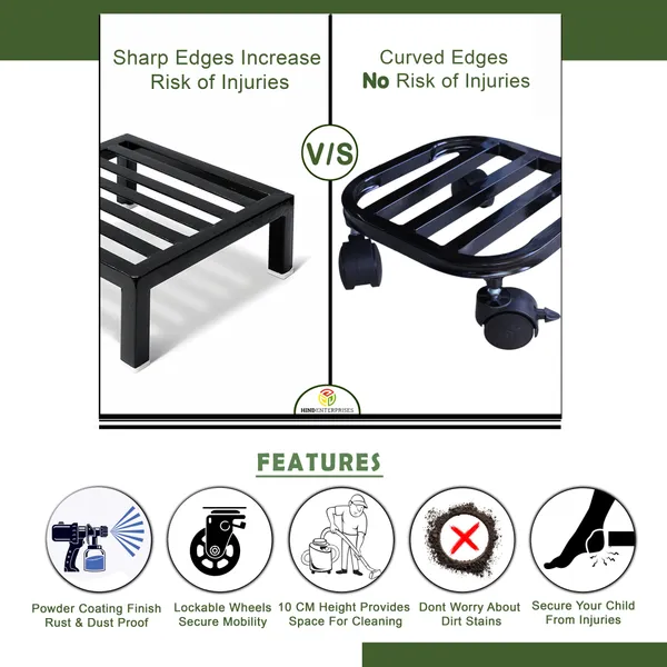 Hind's__Planter_Stand_with__Curved_Edges__Lockable_Wheels_for_Secure_Mobility_|_Load_Capacity_up_to_100kg_Rust_and_Dust_Proof_Matt_Black_Finish