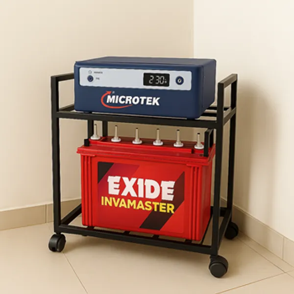Hind's__Iron_Inverter_Trolley_Stand_for_Home_with_Separate_Battery_Rack_And_Wheels_for_easy_Mobility_(Black)