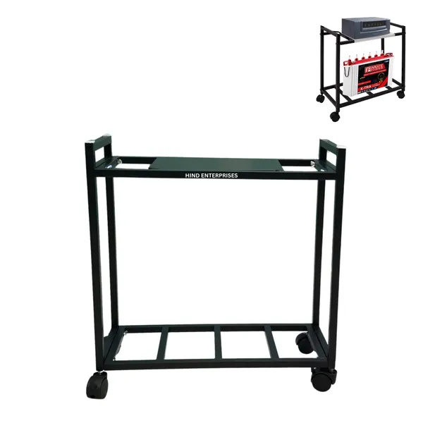 Hind's__Iron_Inverter_Trolley_Stand_for_Home_with_Separate_Battery_Rack_And_Wheels_for_easy_Mobility_(Black)