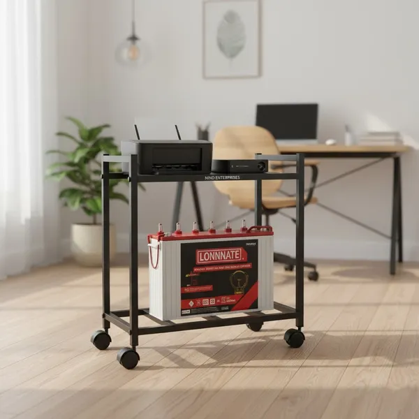 Hind's__Iron_Inverter_Trolley_Stand_for_Home_with_Separate_Battery_Rack_And_Wheels_for_easy_Mobility_(Black)
