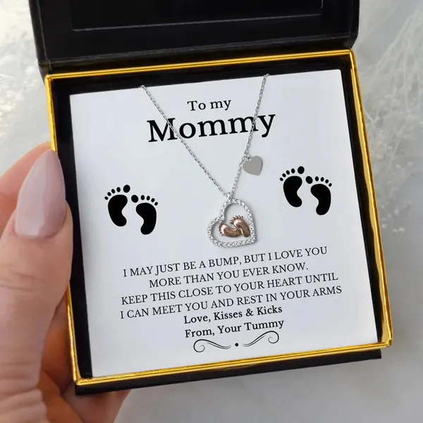 Brass_To_My_Mommy_-_Baby_Feet_Heart_Pendant_Necklace_Gift_Set