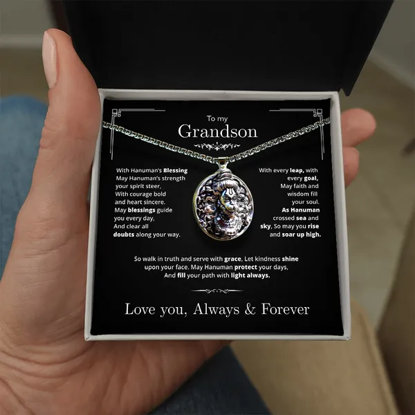 Brass_To_My_Grandson_Silver_Pendant_with_Hanumanji's_Protection_-_Standard_Gift_Box