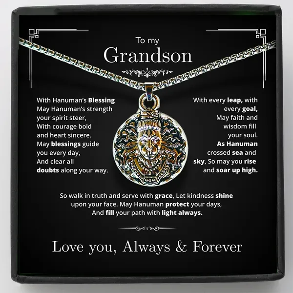 Brass_To_My_Grandson_Silver_Pendant_with_Hanumanji's_Protection_-_Standard_Gift_Box
