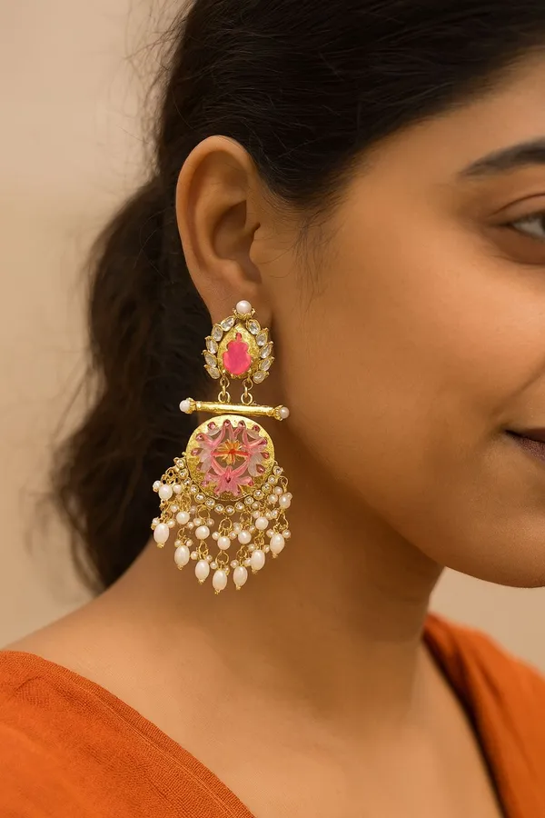 Premium_Gold-Toned_Chandbali_Jhumka_Earrings_Featuring_Sparkling_Kundan_Stones_and_Elegant_Pearl_Tassels_Ã¯Â¿Â½_Ideal_for_Bridal_Looks_and_Grand_Festive_Occasions