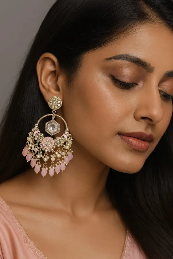 Premium_Gold-Toned_Chandbali_Jhumka_Earrings_Featuring_Sparkling_Kundan_Stones_and_Elegant_Pearl_Tassels_._Ideal_for_Bridal_Looks_and_Grand_Festive_Occasions