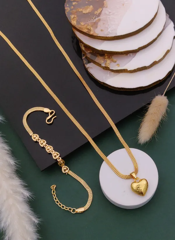 Elegant_Gold-Plated_Jewelry_Set_for_Women_Ã¢â‚¬â€œ_Heart_Pendant_Chain_Necklace_with_Matching_Designer_Bracelet"