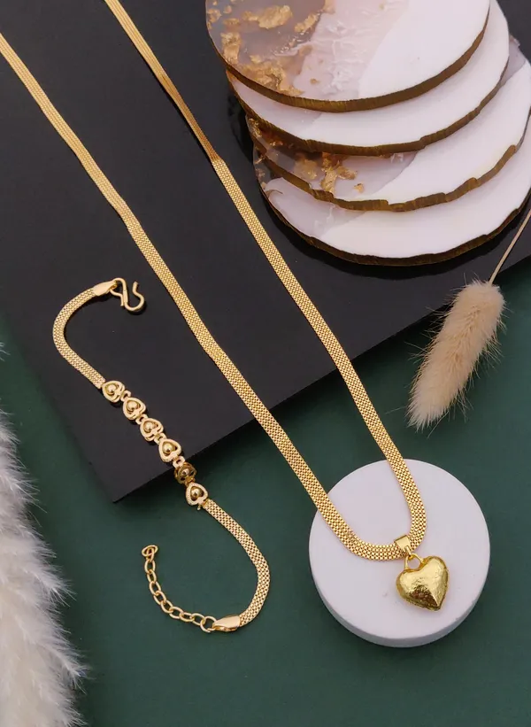 Elegant_Gold-Plated_Jewelry_Set_for_Women_Ã¢â‚¬â€œ_Heart_Pendant_Chain_Necklace_with_Matching_Designer_Bracelet"