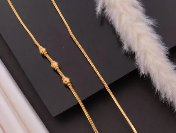 High_Quality_Mop_M.S_chain_for_women,_featuring_a_traditional_design_with_1-gram_gold_plating_over_Brass.__Stylish_High_Gold_Plated_24_inch