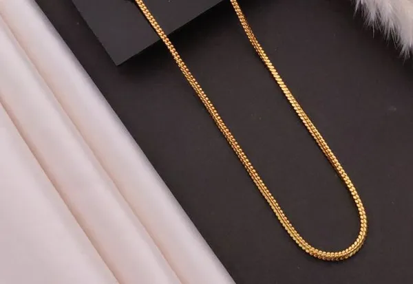 High_Quality_Mop_M.S_chain_for_women,_featuring_a_traditional_design_with_1-gram_gold_plating_over_Brass.__Stylish_High_Gold_Plated_24_inch