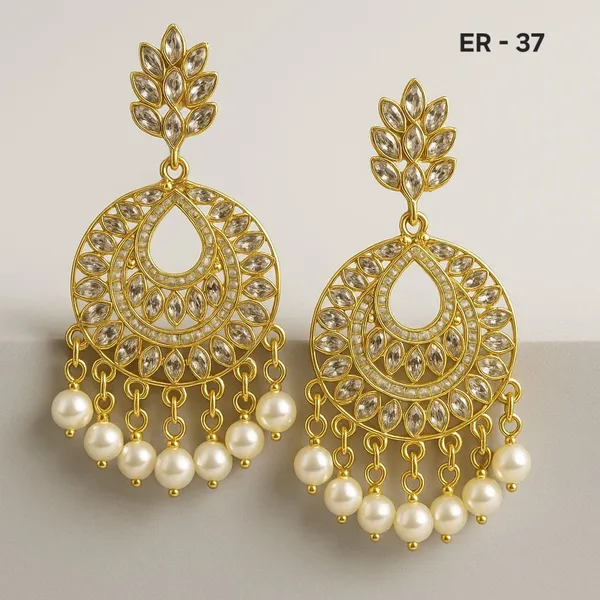 Premium_Gold_Toned_Chandbali_Jhumka_Earrings_Featuring_Sparkling_Kundan_Stones_and_Elegant_Pearl_Tassels__Ideal_for_Bridal_Looks_and_Grand_Festive_Occasions