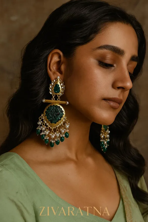 Premium_Gold-Toned_Chandbali_Jhumka_Earrings_Featuring_Sparkling_Kundan_Stones_and_Elegant_Pearl_Tassels.Ideal_for_Bridal_Looks_and_Grand_Festive_Occasions