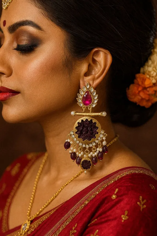Premium_Gold_Toned_Chandbali_Jhumka_Earrings_Featuring_Sparkling_Kundan_Stones_and_Elegant_Pearl_Tassels__Ideal_for_Bridal_Looks_and_Grand_Festive_Occasions