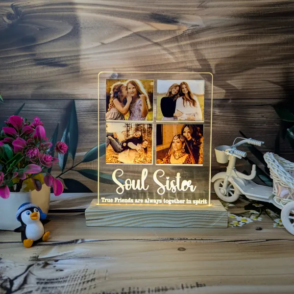 Best_Friend_Gift_For_Girls_-_Personalized_Acrylic_Led_Lamp_With_4_Image_Collage_&_Customized_Quote_With_Wooden_Led_Base_-_Soul_Sister