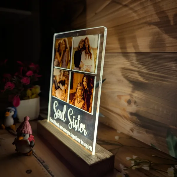 Best_Friend_Gift_For_Girls_-_Personalized_Acrylic_Led_Lamp_With_4_Image_Collage_&_Customized_Quote_With_Wooden_Led_Base_-_Soul_Sister