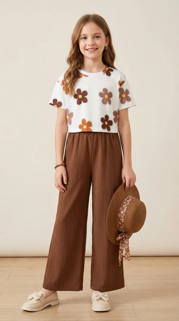 Girls_Brown_Floral_Printed_Top_with_Pleated_Palazzo_Pants_Co-Ord_Set