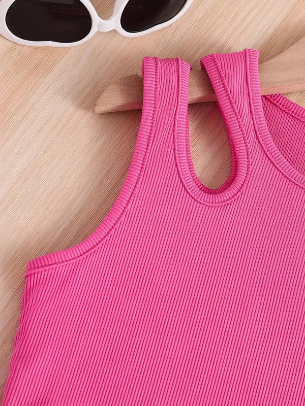 Girls_Hot_Pink_Ribbed_Top_&_Tropical_Leaf_Print_Pants_Co-Ord_Set