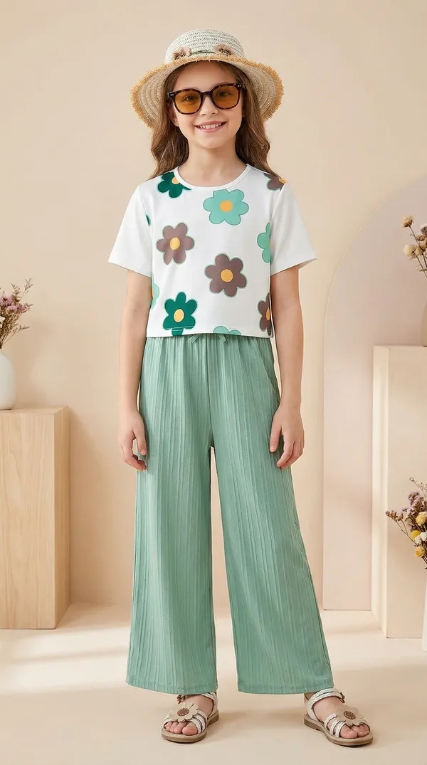 Girls_Mint_Green_Floral_Printed_Top_with_Pleated_Wide-Leg_Palazzo_Co-Ord_Set